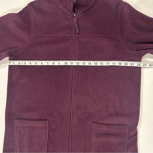 LL Bean Woman’s Winter Fleece Elderberry Robe Double Zipper Pockets Size M - Picture 7 of 13